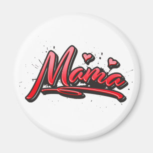 Mama Red Heart Graffiti Magnet Magnete Magneet
