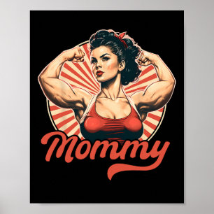 Mama Retro Gewichtheffen en Bodybuilding Gym Mom Poster