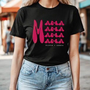 Mama Roze Retro Typografie Kinder namen Moeder T-shirt