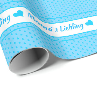 Mama`s Liebling blau mit Herzen Cadeaupapier