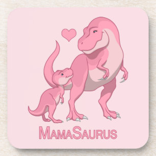 Mama Saurus T-Rex and Baby Girl Dinosaurs Onderzetter