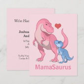 Mama Saurus T-Rex en Baby Boy Dinosaurs Aankondiging (Voorkant / Achterkant)