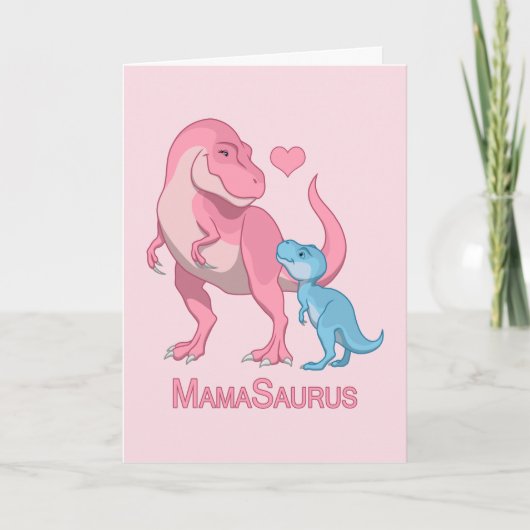 Mama Saurus T-Rex en Baby Boy Dinosaurs Aankondiging (Voorkant)