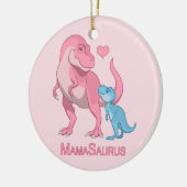 Mama Saurus T-Rex en Baby Boy Dinosaurs Keramisch Ornament (Links)