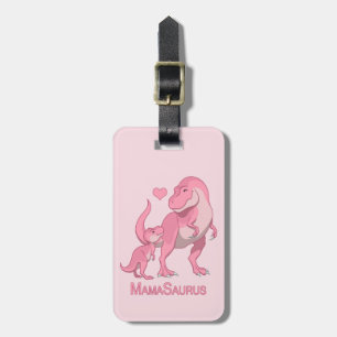 Mama Saurus T-Rex en Baby Girl Dinosaurs Bagagelabel