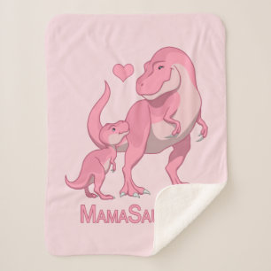 Mama Saurus T-Rex en Baby Girl Dinosaurs Sherpa Deken