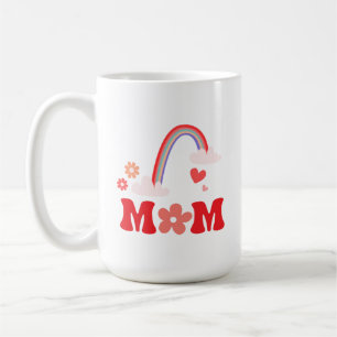 Mama Schattig Regenboog En Bloemen Koffiemok