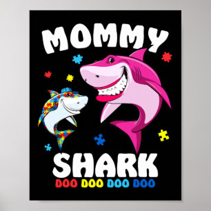 Mama Shark Autism Awareness Gift - door Poster
