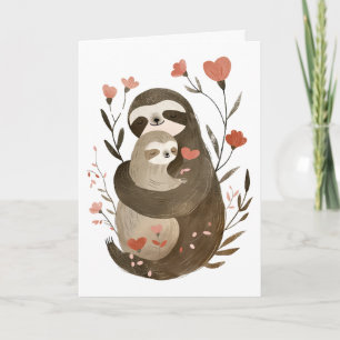 Mama Sloth & Baby Moederdag hartvormige foto Kaart