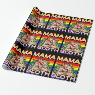 Mama Sloth LGBTQ Rainbow Flag Gay Pride Ally Gay Cadeaupapier