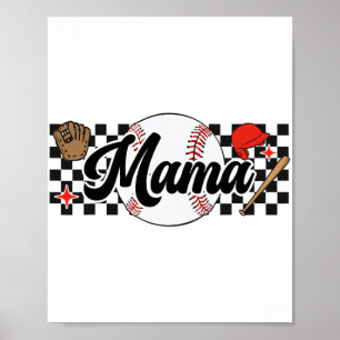 Mama Spel Dag Vibes Moederdag Vrouwen Honkbal Moed Poster