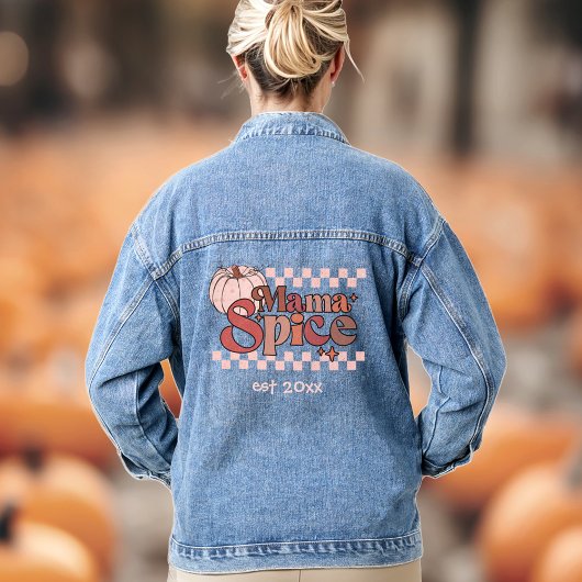 Mama Spice Herfst Pompoen Roze Retro Aangepaste Na Denim Jacket