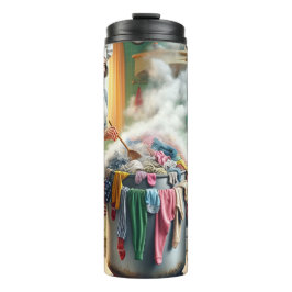 Mama staat op de rand van een zenuwinzinking. thermosbeker