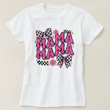 Mama T-shirt à carreaux et imprimé léopard rose av