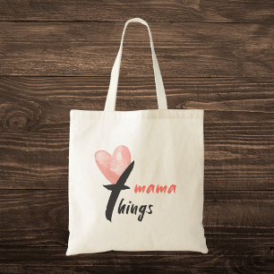 "Mama Things" Waterverf Hart Tote Bag