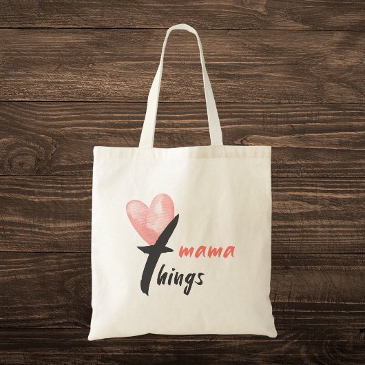"Mama Things" Waterverf Hart Tote Bag