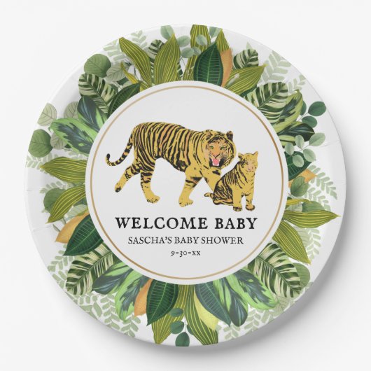Mama Tiger Botanical Baby shower Paper Bord (Voorkant)