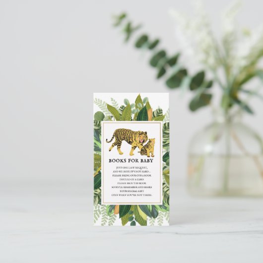 Mama Tiger Greenery Baby shower Book Request Enclo Informatiekaartje (Staand voorkant)