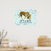 Mama Tiger Paint Splatter Blue Boy Baby shower Poster (Keuken)