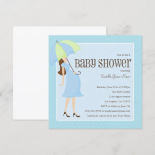Mama To Be - Blauw Baby shower uitnodigen Kaart