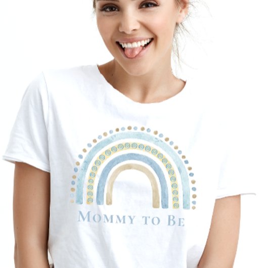 Mama To Be Blue Boho Rainbow T-shirt