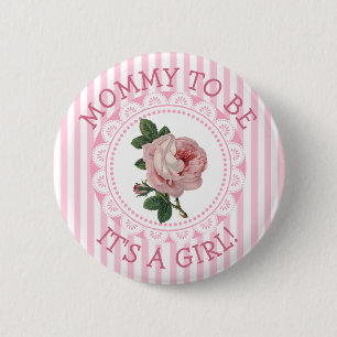 "Mama To Be" Roze  Roos Baby shower Button