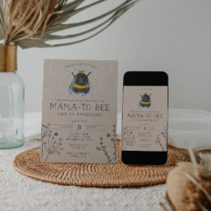 Mama to Bee Baby shower Invitation Kaart