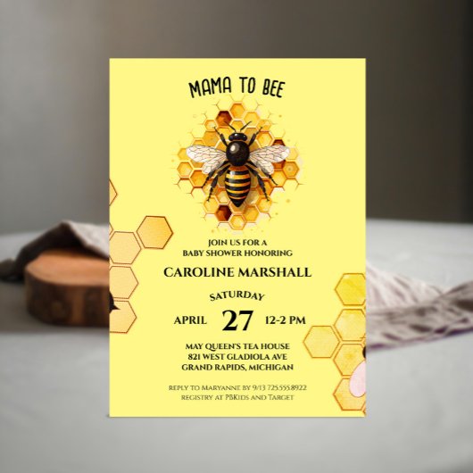 Mama to Bee Baby Shower Invitations