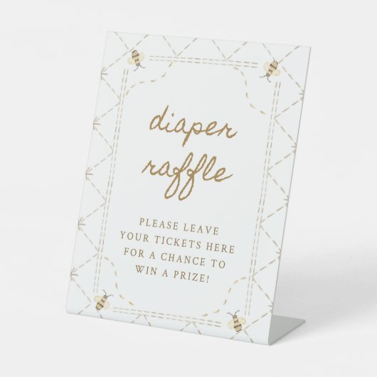 Mama To Bee Baby shower Luier Raffle Teken Reclamebord Met Voetstuk (Voorkant)