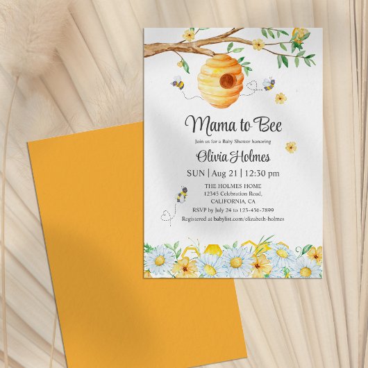 "Mama to Bee" Baby shower Uitnodiging