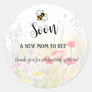 Mama-to-Bee Bloemen Baby Meisje Douche Ronde Sticker