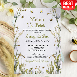 Mama to Bee Fleur sauvage Baby shower Invitation