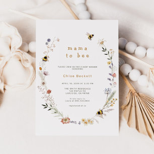 Mama to Bee Fleur sauvage Baby shower Invitation
