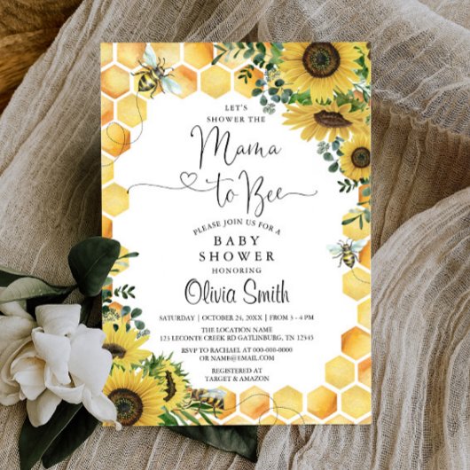 Mama to Bee Genre Neutre Baby shower Invitation