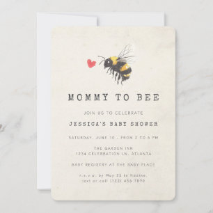 Mama to Bee Honey Heart Foto Baby shower Kaart