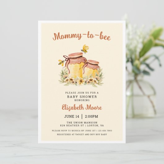 Mama-to-bee Honing en Bijen Baby shower Kaart (Staand voorkant)