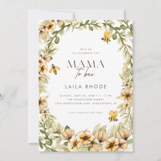 Mama to Bee Spring Baby shower Invitation (Devant)