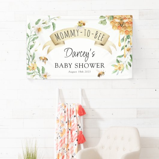 Mama-to-Bee Waterverf Honing Elegant Baby shower Spandoek (Insitu)