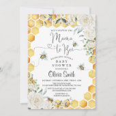 Mama to Bee White Floral Baby shower Invitation (Devant)