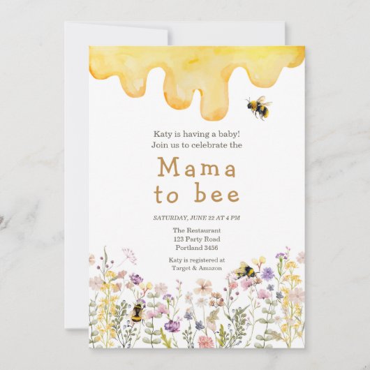 Mama to Bee Wildflower Boho Moeder Baby Borrel Kaart (Voorkant)