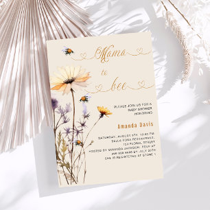 Mama to bee wildflower geel beige baby shower kaart