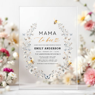 Mama to Bee Wildflower Genderneutraal Baby shower Acryl Uitnodigingen