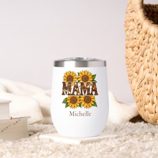 Mama Tournesols Monogramme Nom Initiales, Cadeau M (Salon (pivotée))