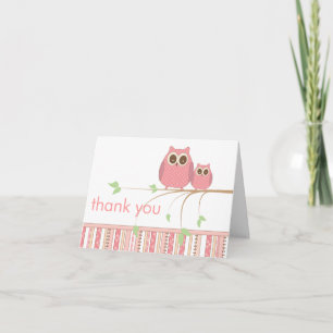 Mama Uil & Baby Uil in Roze Bedankt