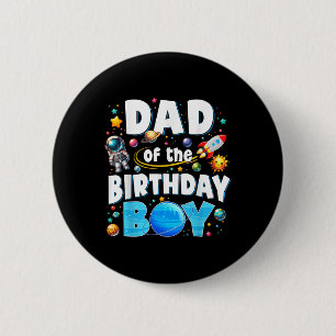 Mama vader van de verjaardag jongen astronaut fami ronde button 5,7 cm