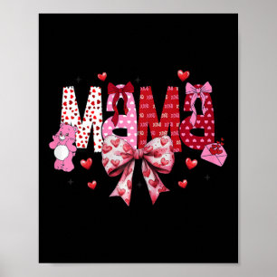 Mama Valentijnsdag Groovy Coquette Strik Hart Val Poster