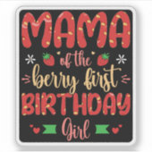 Mama van de bes eerste verjaardag meisje grappige  sticker (Voorkant)