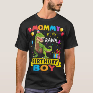Mama van de Birthday Boy Dinosaur Raptor Funny T-shirt