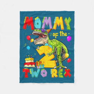 Mama van de twee rex 2de verjaardag jongen dinosau fleece deken