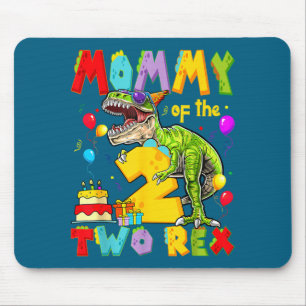 Mama van de twee rex 2e verjaardag jongen dinosaur muismat
